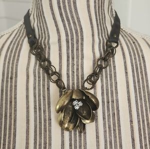 Fossil Bronze Flower Necklace